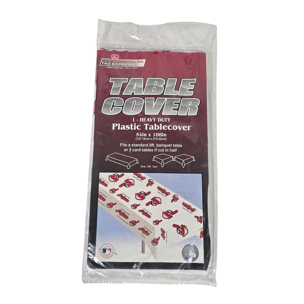 Rico Industries Cleveland Indians Plastic Tablecover MLB 54x108 Chief Wahoo New
